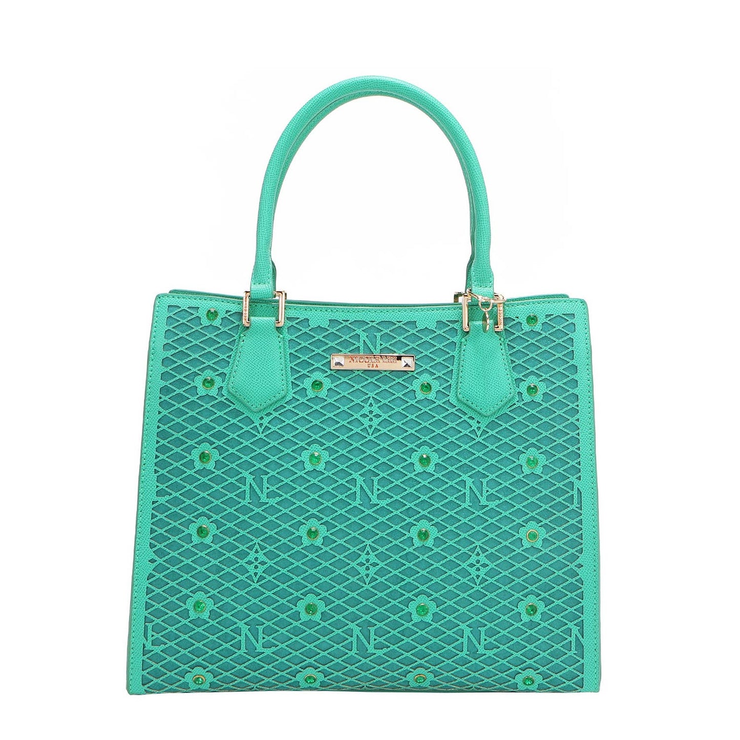 GRACIE STRUCTURED TOTE in Emerald Teal Green