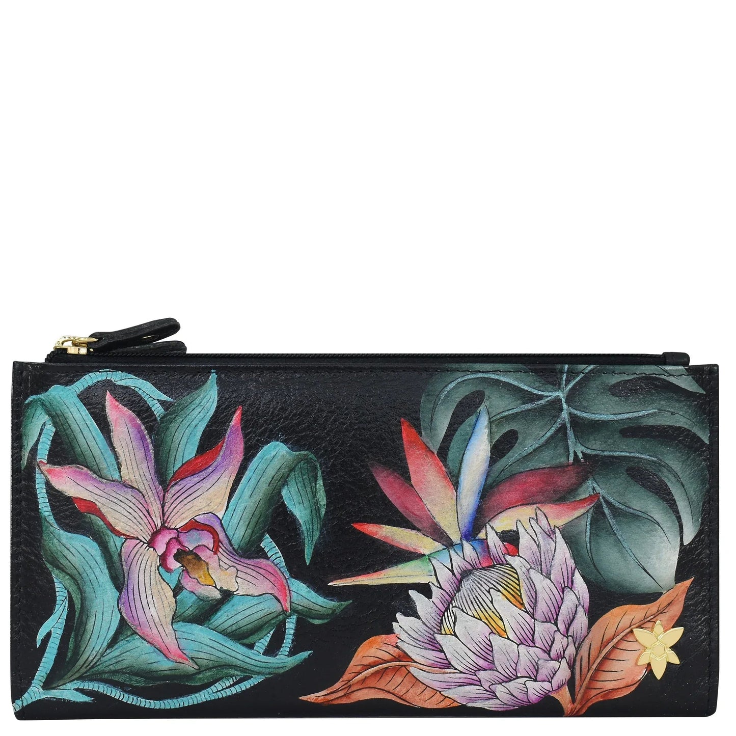 Anuschka Island Escape Black Two Fold RFID Wallet - 1171