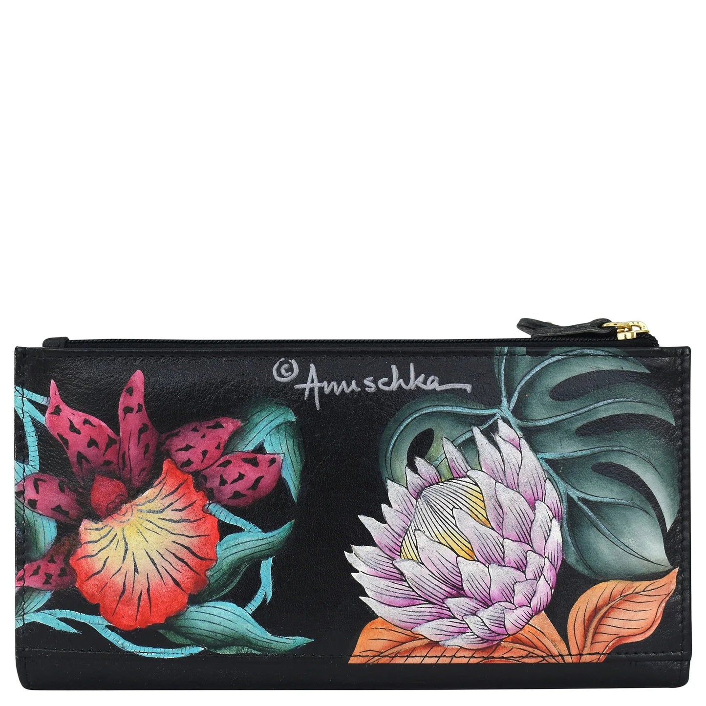 Anuschka Island Escape Black Two Fold RFID Wallet - 1171