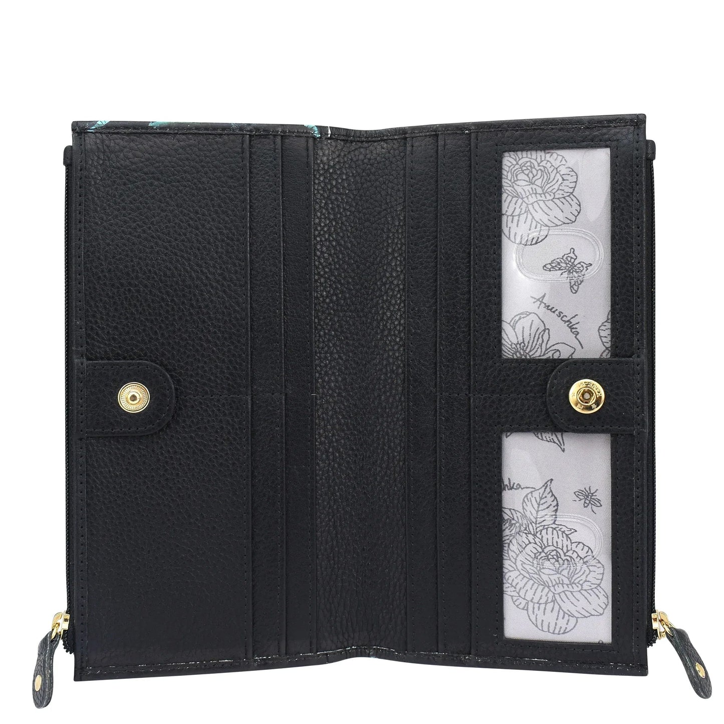 Anuschka Island Escape Black Two Fold RFID Wallet - 1171