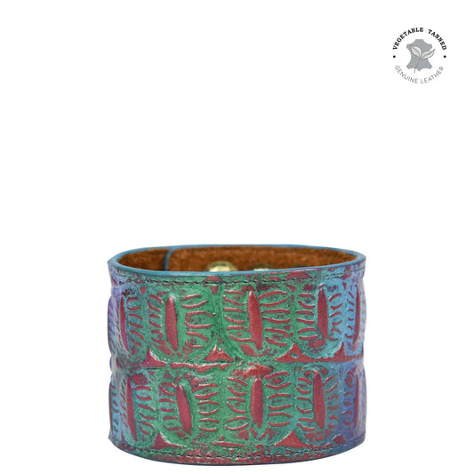Anuschka Croc embosseed daydream ombre Painted Leather Cuff bracelet pink and green- 1176