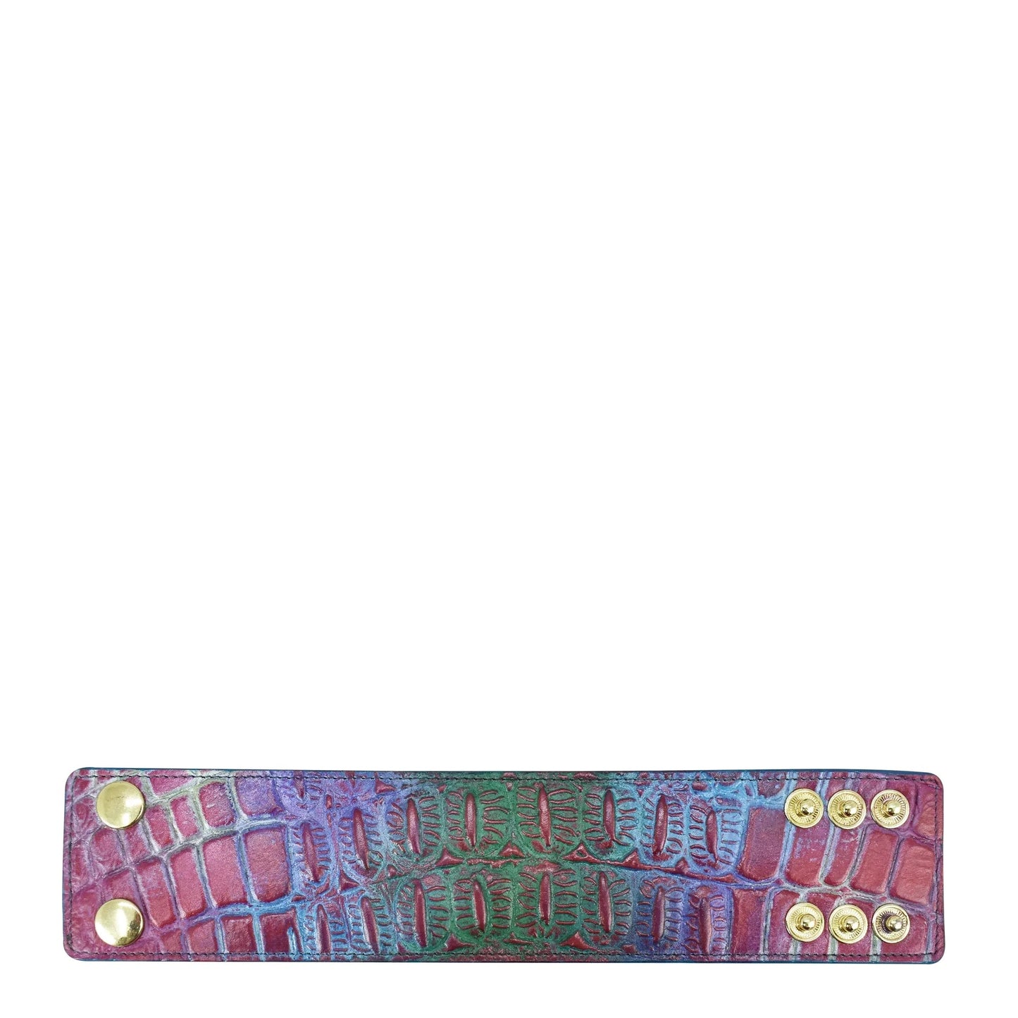 Anuschka Croc embosseed daydream ombre Painted Leather Cuff bracelet pink and green- 1176