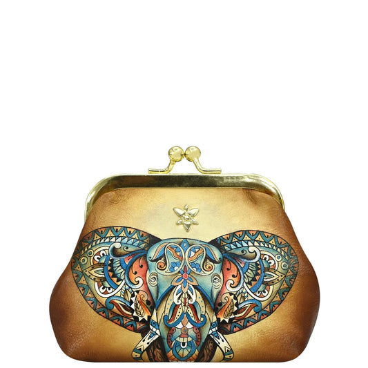 Anuschka elephant mandala  Clasp Pouch With Key Fobs - 1177