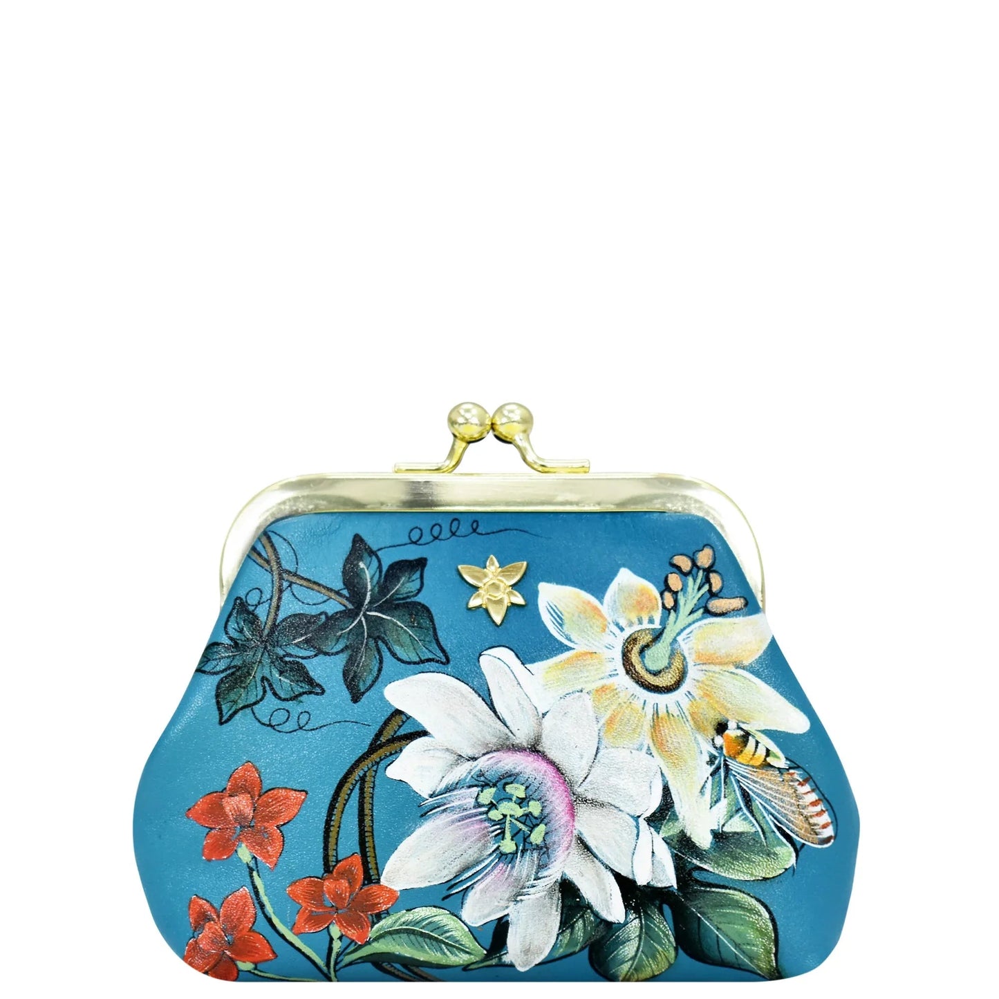 Anuschka royal Garden turquoise Clasp Pouch With Key Fobs - 1177