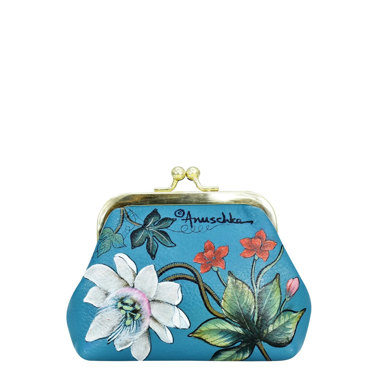Anuschka royal Garden turquoise Clasp Pouch With Key Fobs - 1177