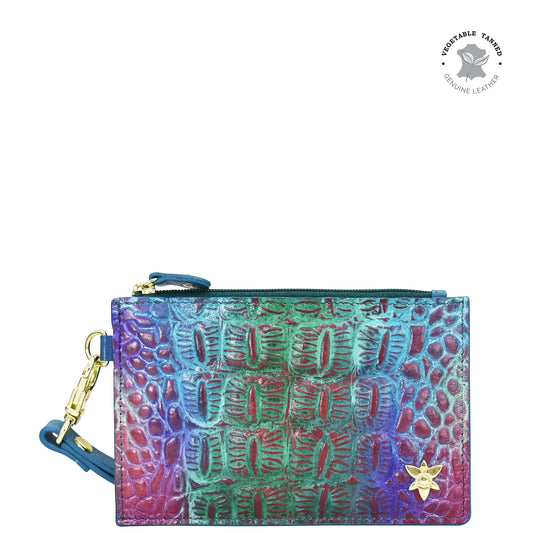 Anuschka Croc embossed daydream ombra pink green and lilac Card Holder with Wristlet - 1180