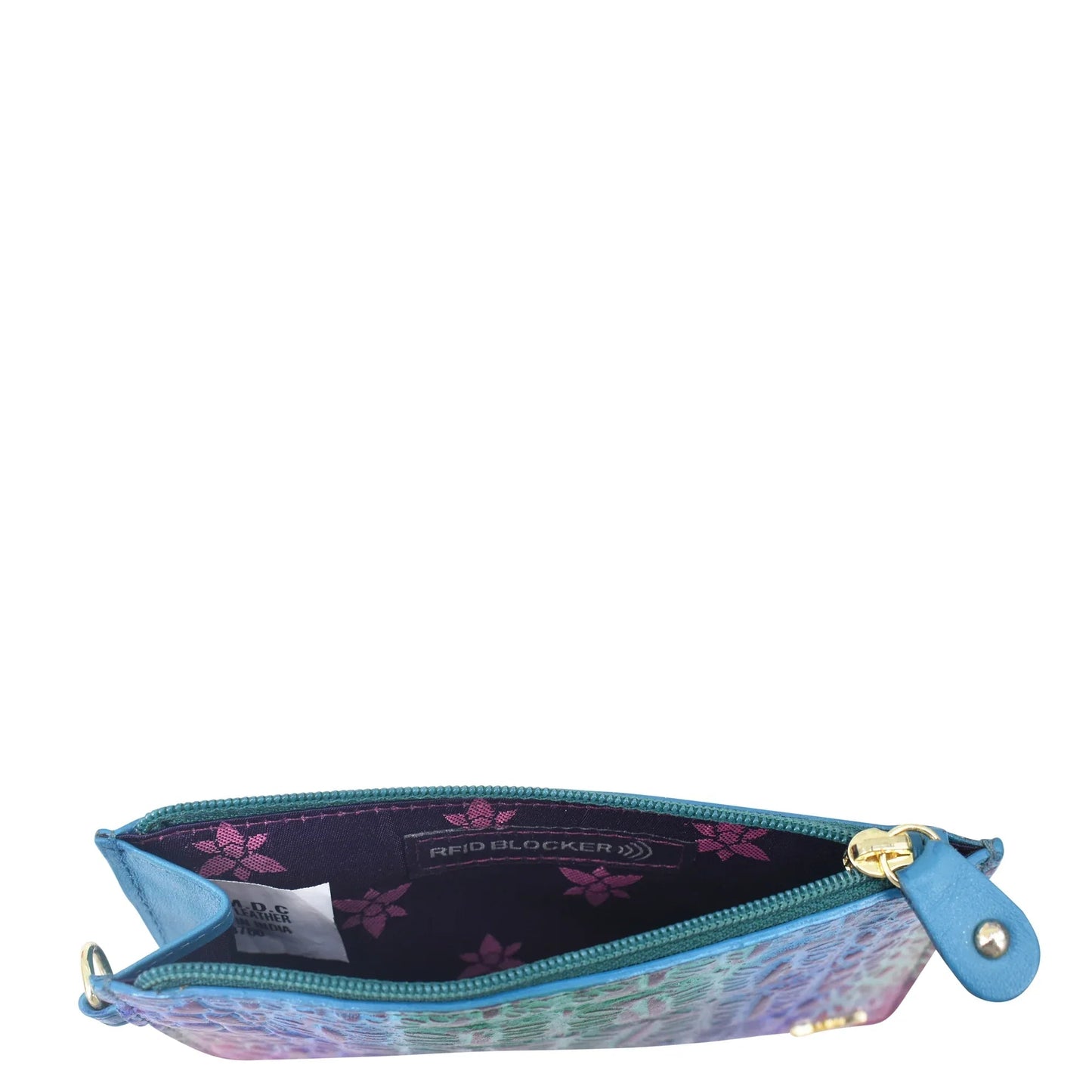 Anuschka Croc embossed daydream ombra pink green and lilac Card Holder with Wristlet - 1180