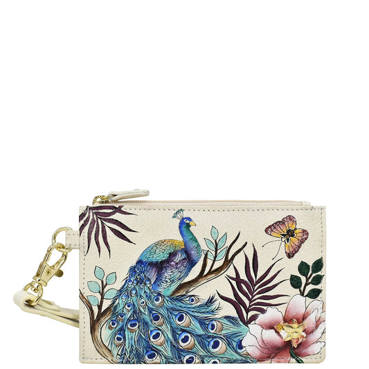 Anushcka Pretty Peacocks Card Holder with Wristlet - 1180