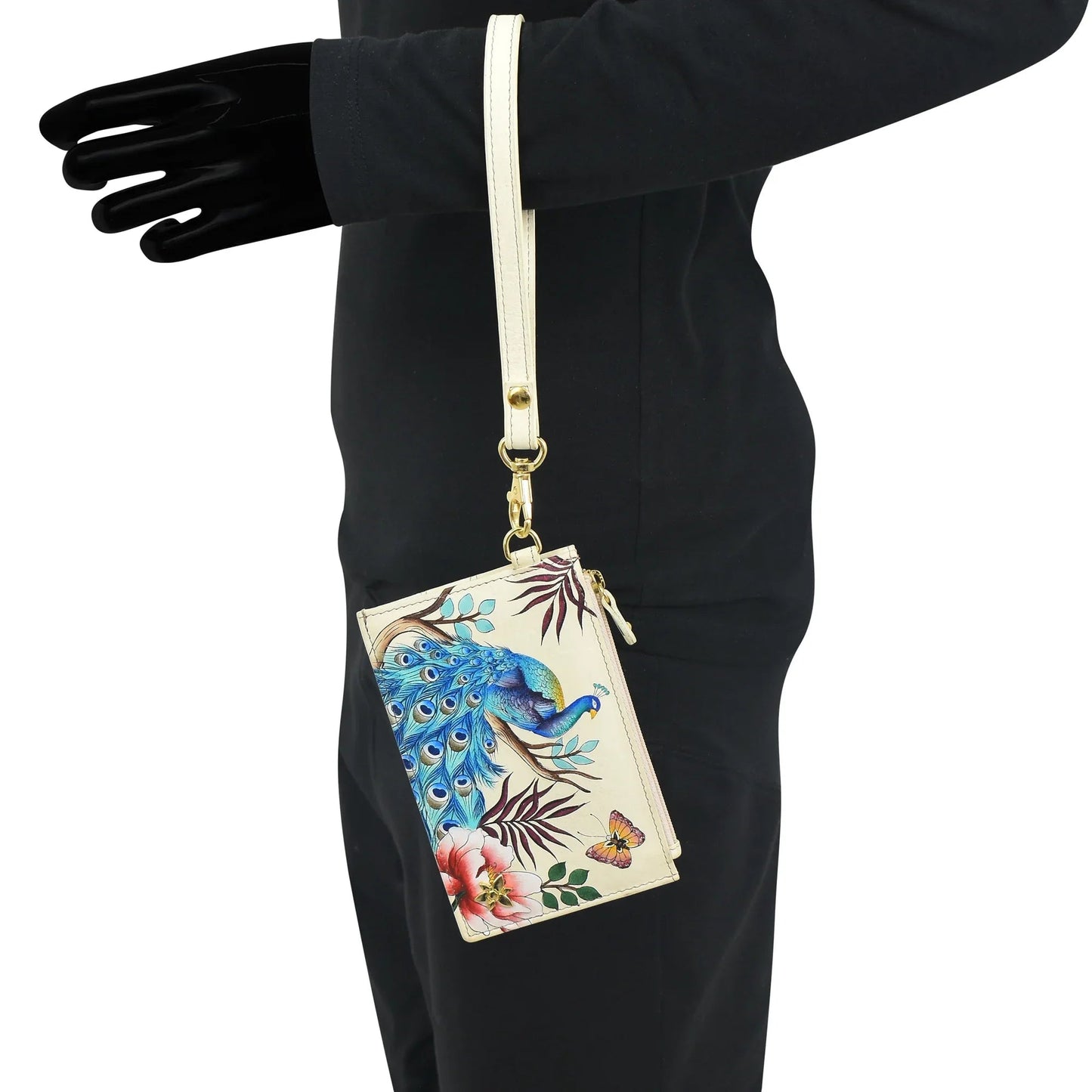 Anushcka Pretty Peacocks Card Holder with Wristlet - 1180