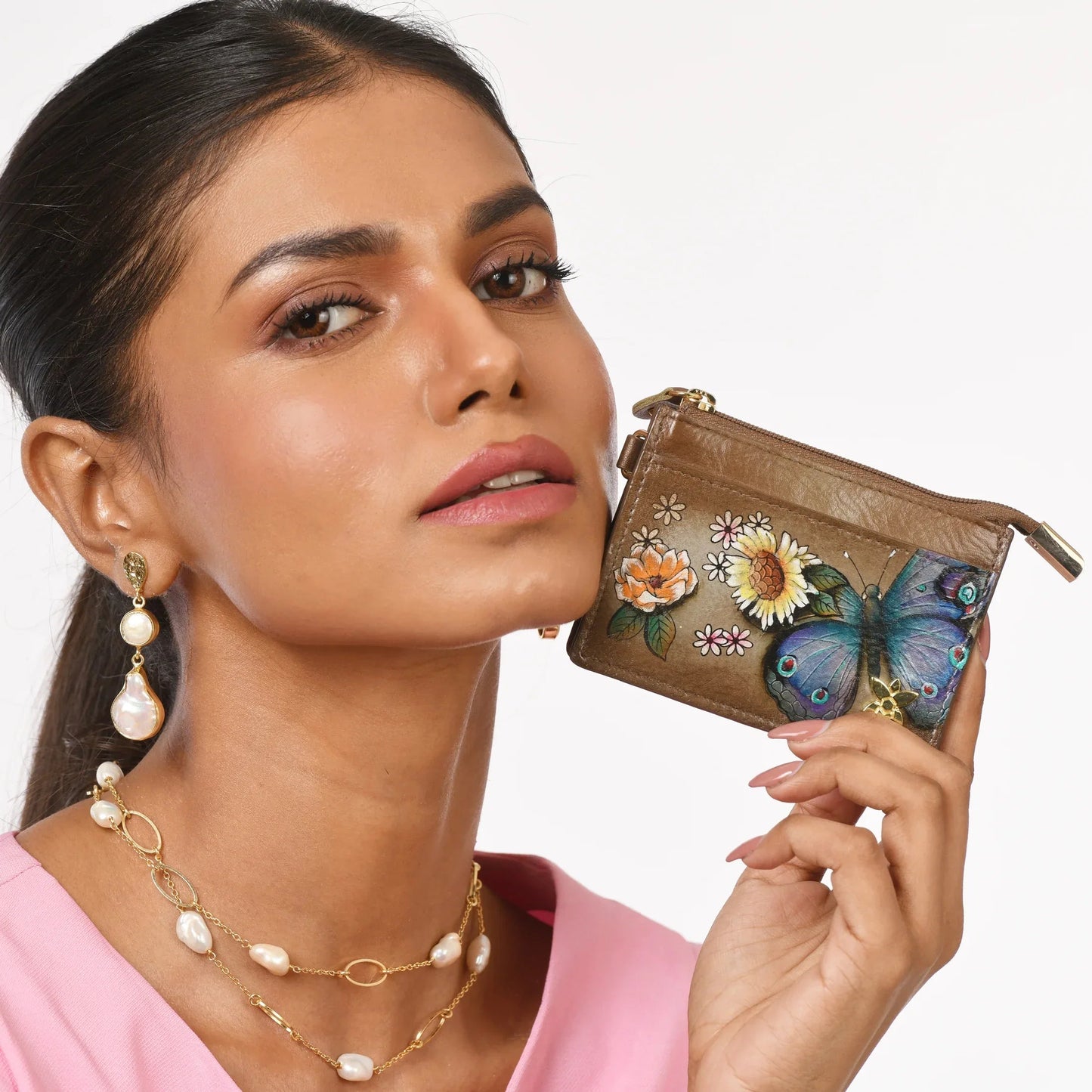 Anuschka Butterfly Blossoms Card Case wallet - 1183