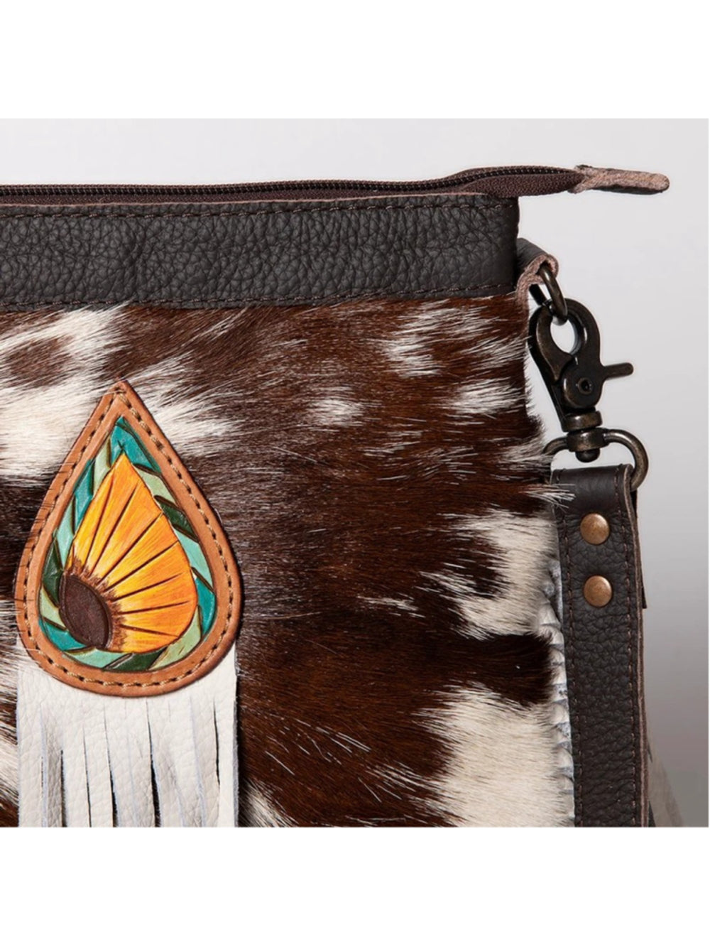 Ohlay by American Darling Sunflower Petal Western Hair-On Fringe Crossbody