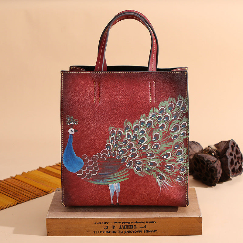 The Sassy Peacock Vintage Leather Women's Handbag