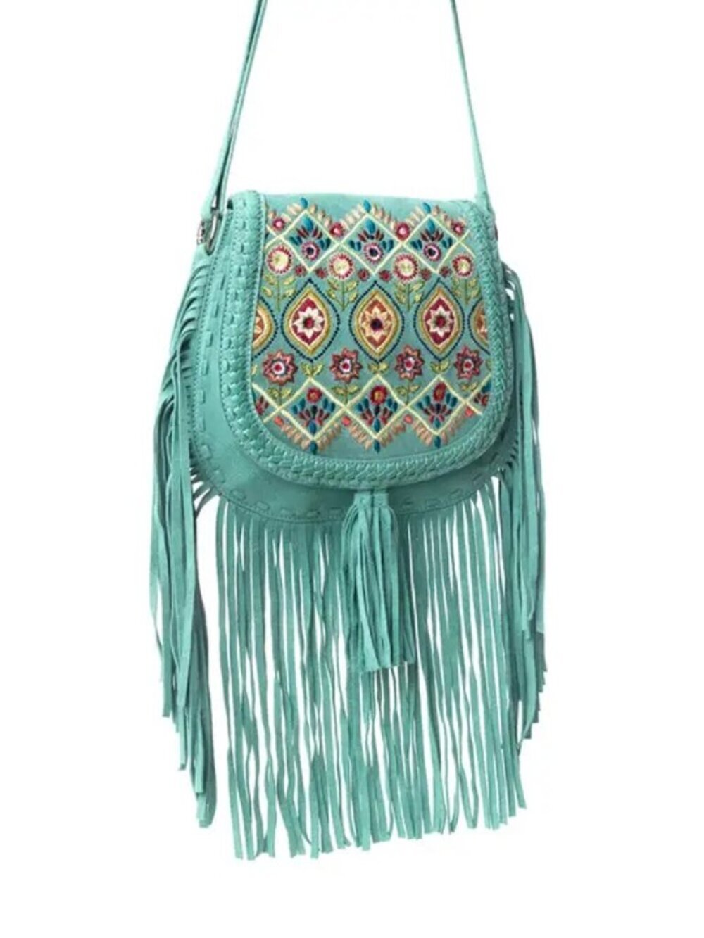Myra Mojave Meadow Jade Turquoise Tulles BohoLeather Bag in Turquoise