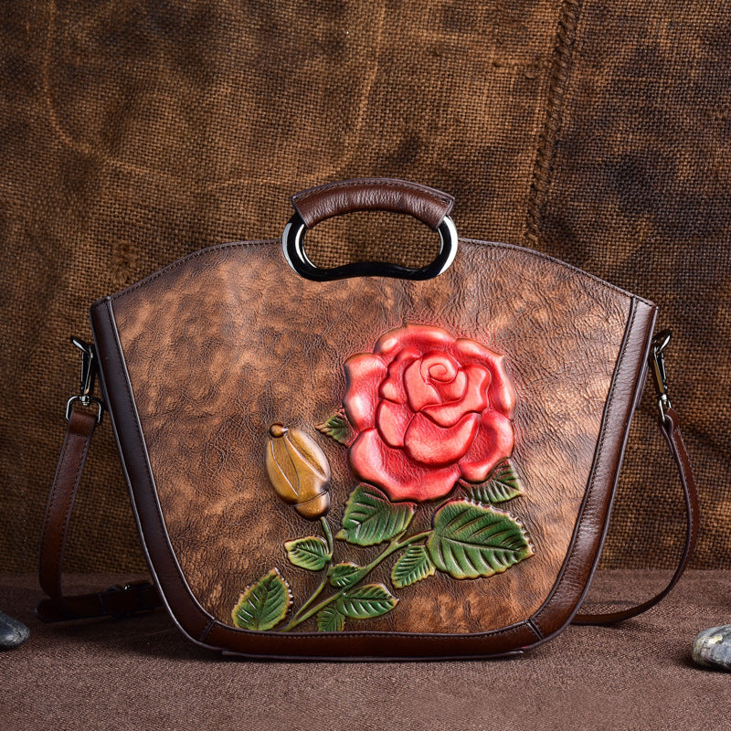 "The sally" retro inspired embossed messenger bag