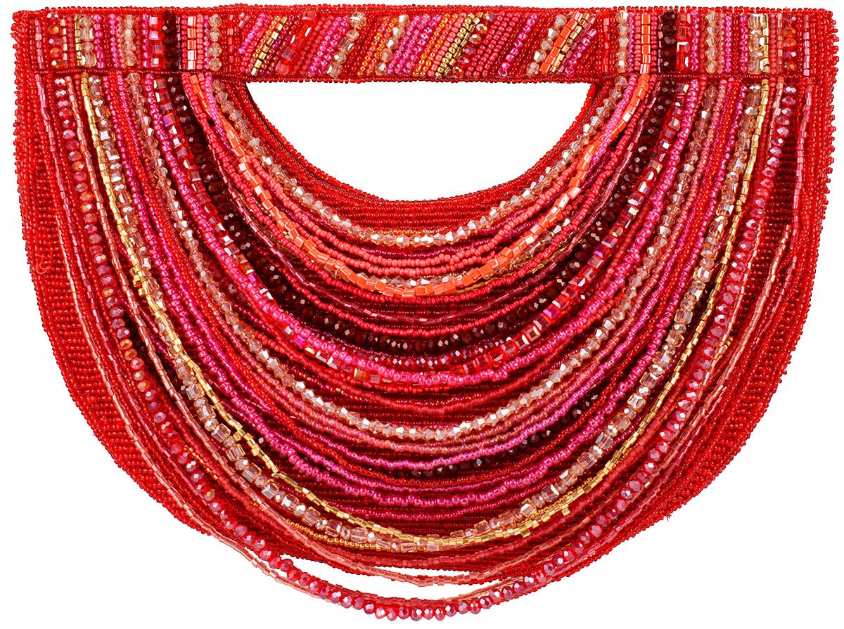 New Mary Frances Ruby Chic Draped Beads with Straight Handle Handbag-preorder avail August 2025