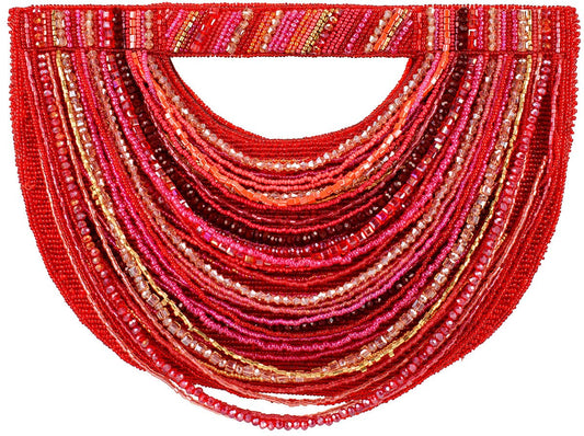New Mary Frances Ruby Chic Draped Beads with Straight Handle Handbag-preorder avail August 2025