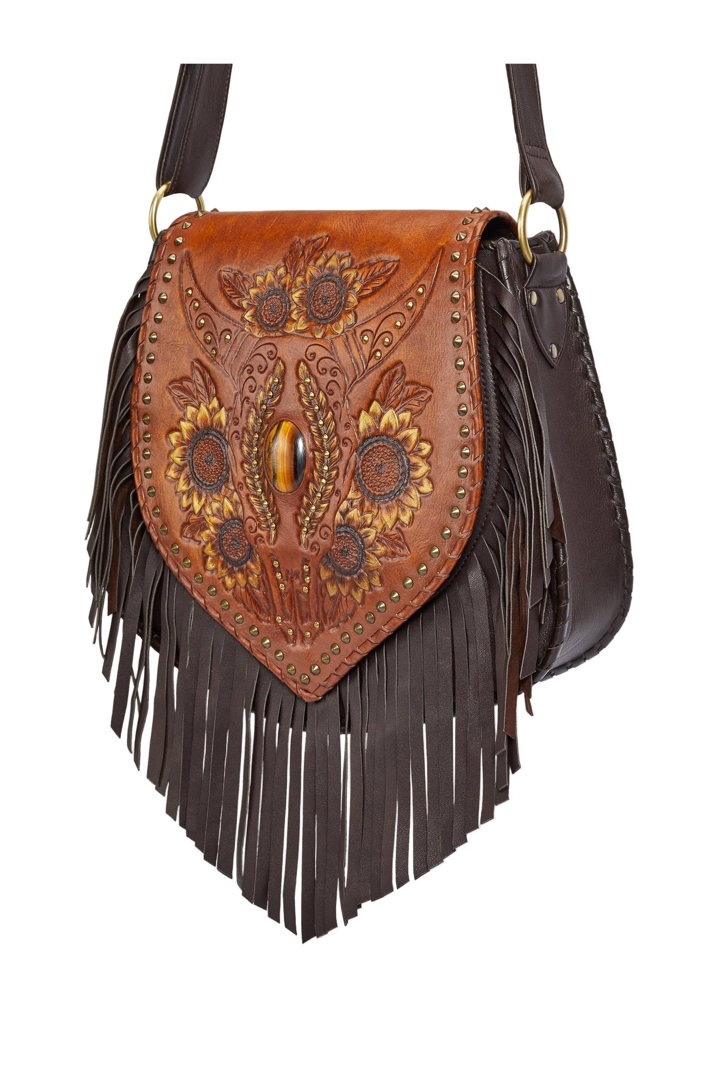Akaroa Feather Bag Antique Medium Brown/Dark Choc/Gold