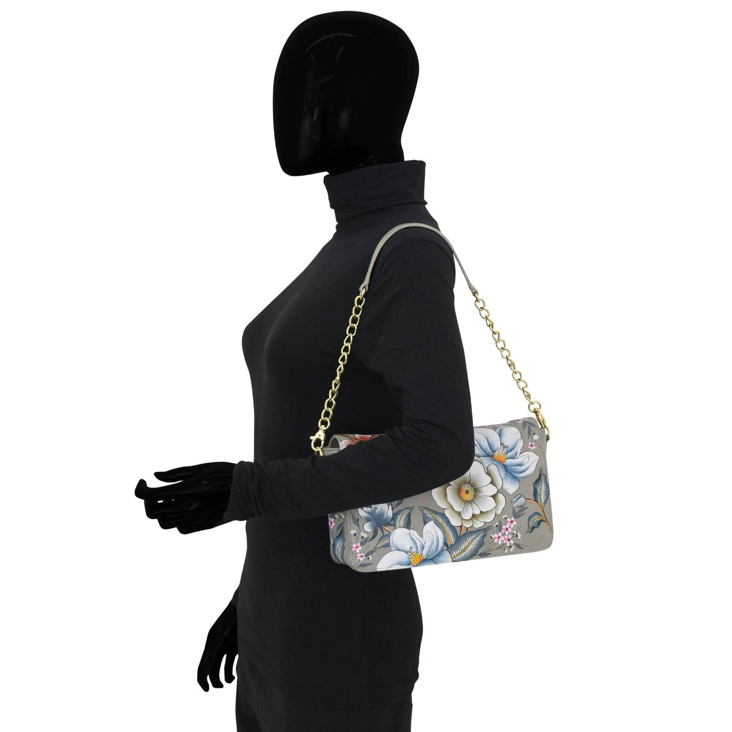 Anuschka Flap Crossbody With Shoulder Strap - 7611 Taupe with Floral