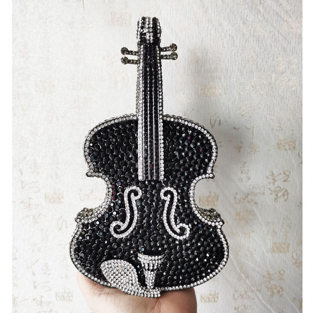 Amazing Luxury Violin Crystal Evening Bag