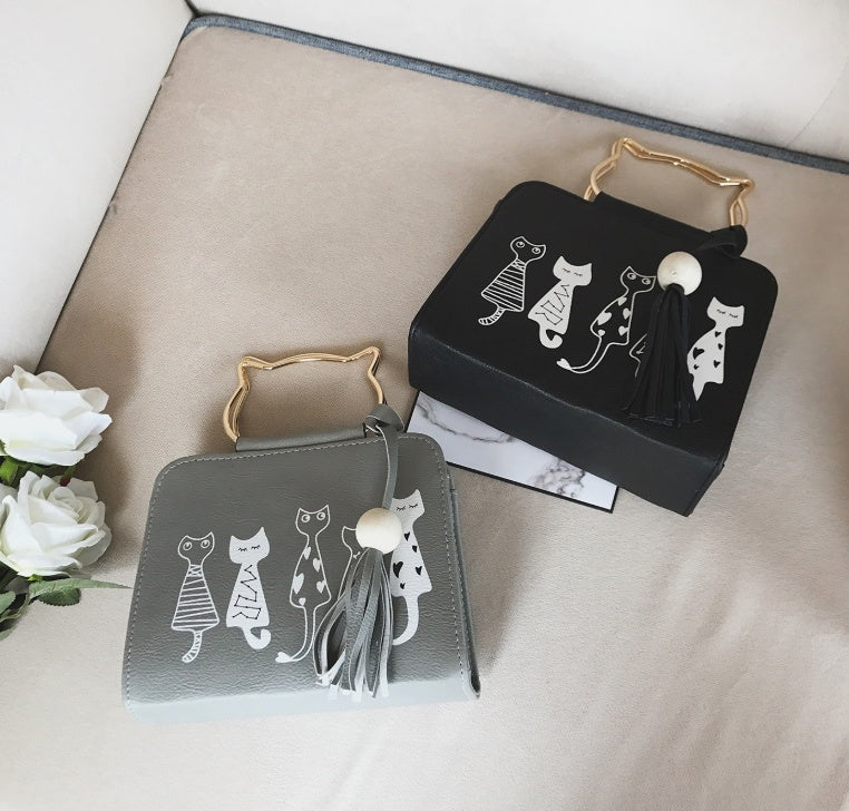 Trend printing shoulder bag Simple cat handbag diagonal cat bag