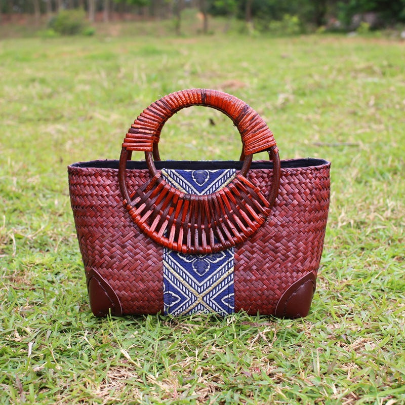 Vintage handmade straw handbag- The Salado Bag