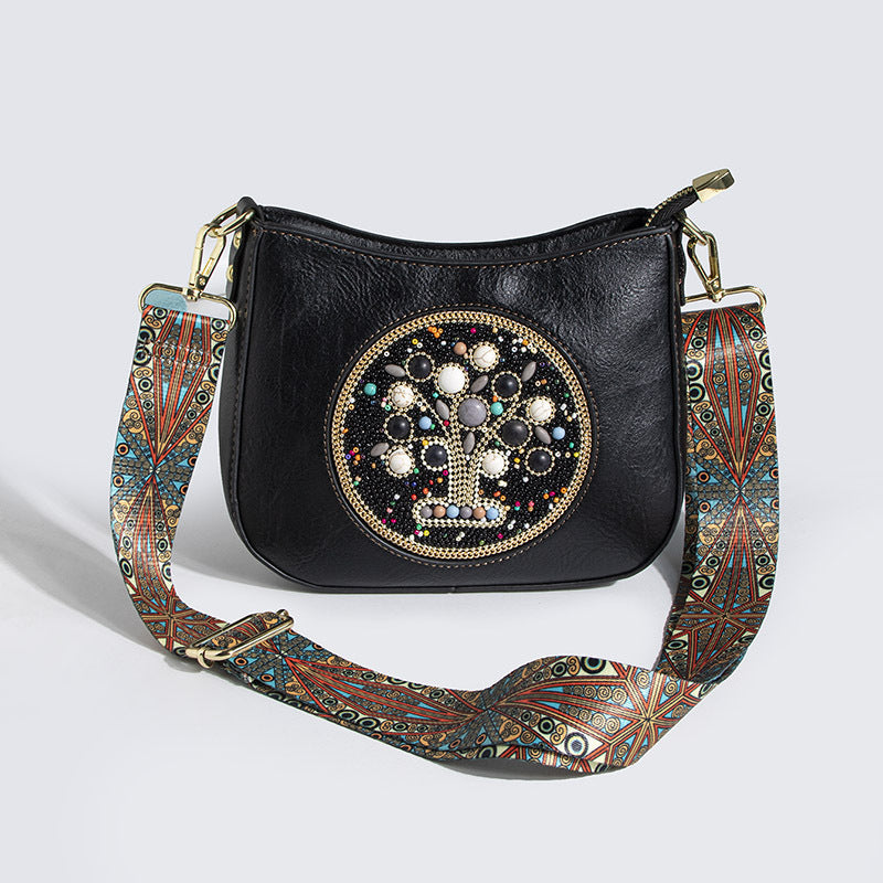 Beaded Bucket Shoulder Crossbody Bag