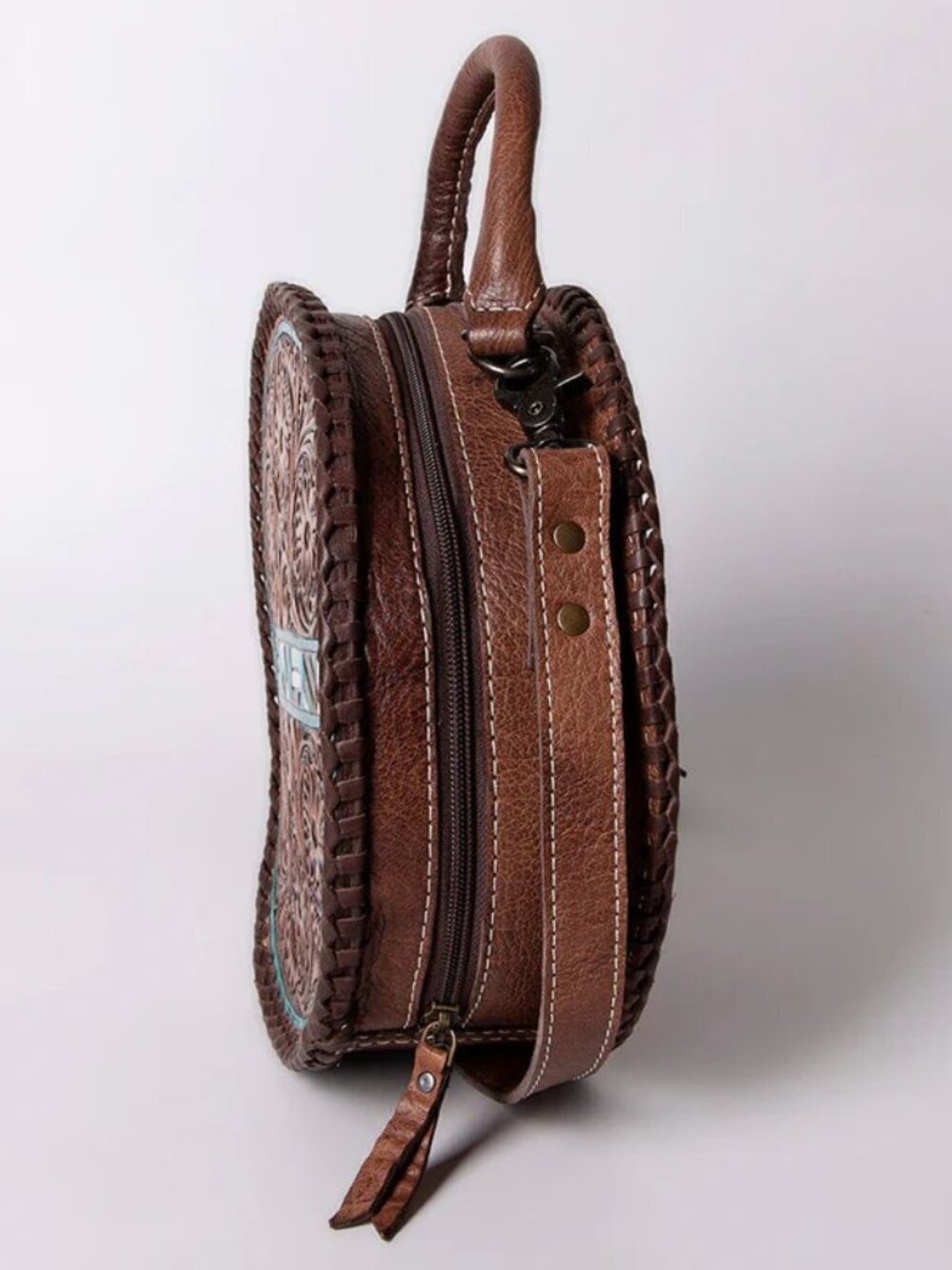 American Darling Turquoise Bloom Tooled Crossbody Canteen Bag