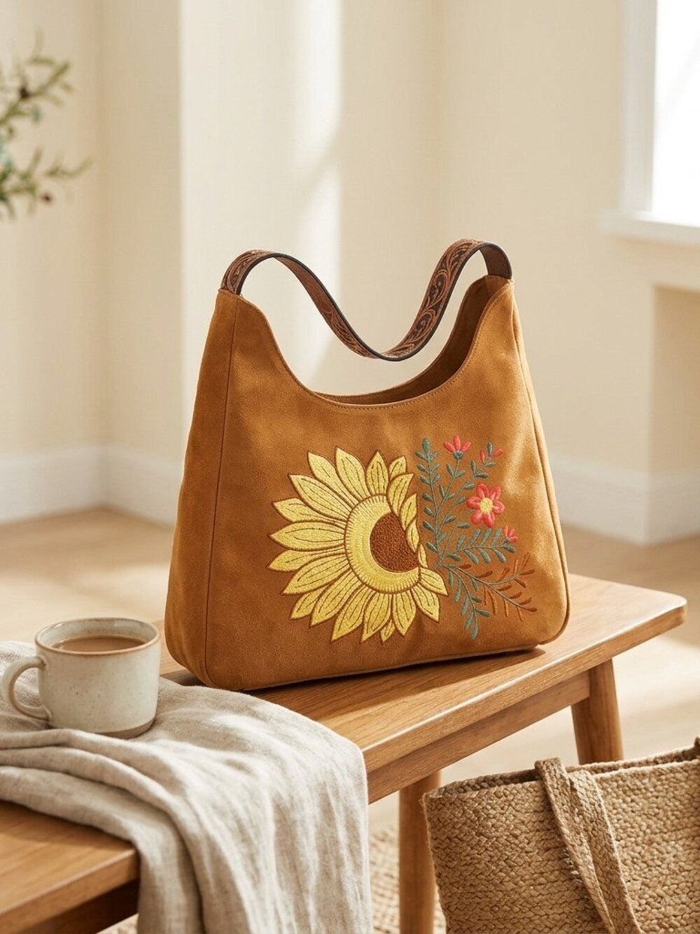 American Darling Sunflower Bloom Shoulder Hobo
