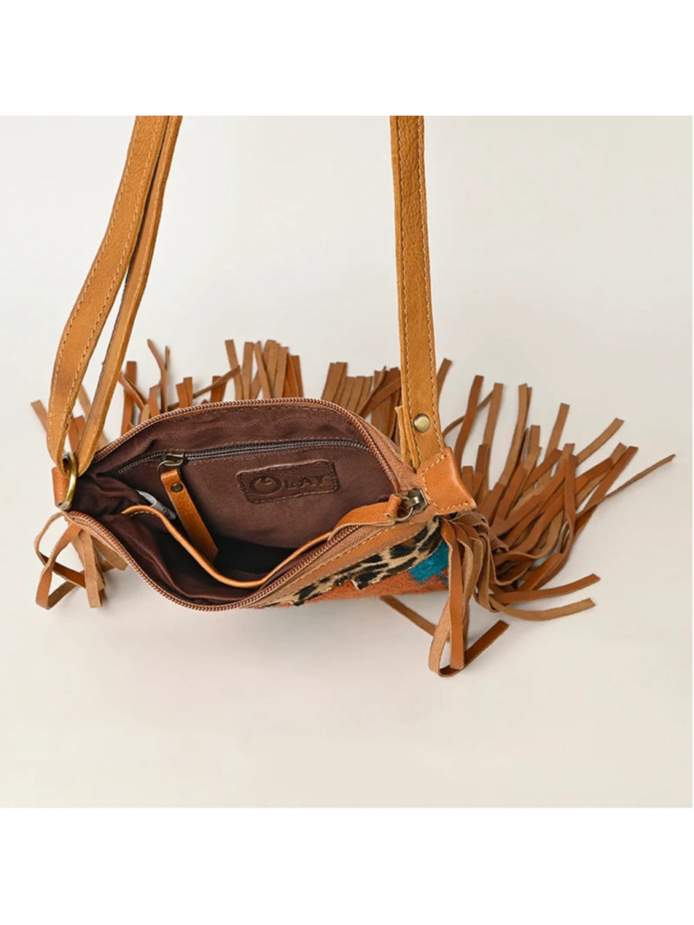 Ohlay by American Darling Wild Fire Cat Fringe Leopard Crossbody