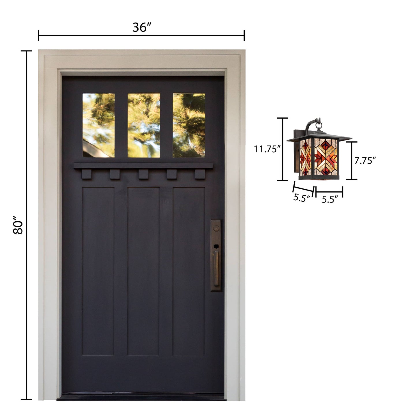 11.75"H Eli Red 1-Light Outdoor Lantern Stained Glass Wall Sconce