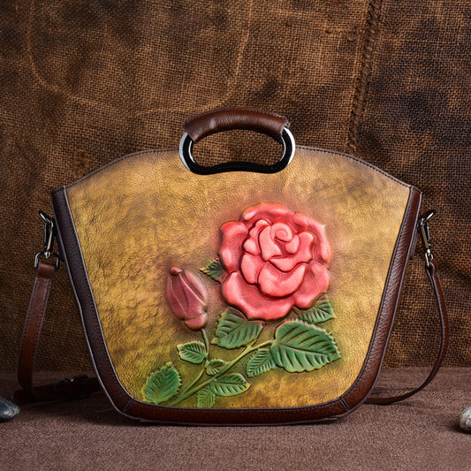 "The sally" retro inspired embossed messenger bag