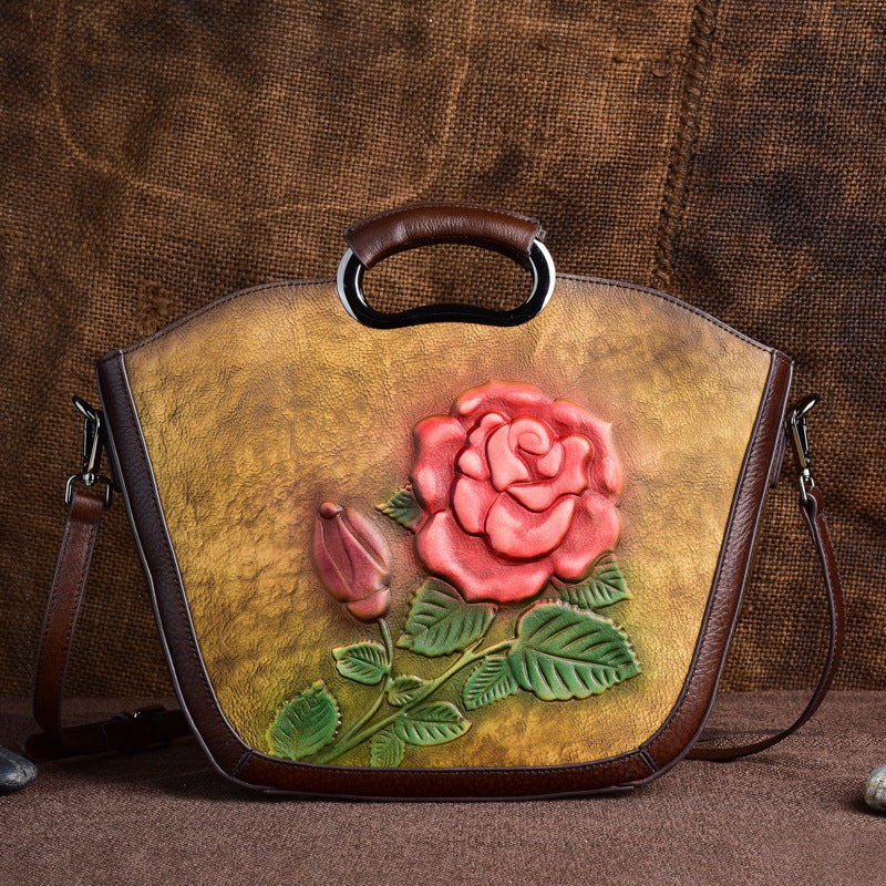"The sally" retro inspired embossed messenger bag