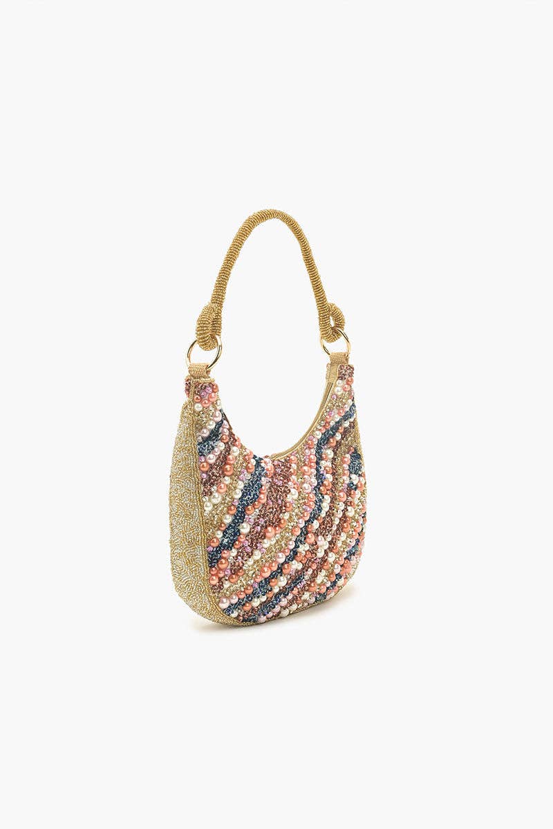 America & Beyond Pearl Beaded Hobo Bag
