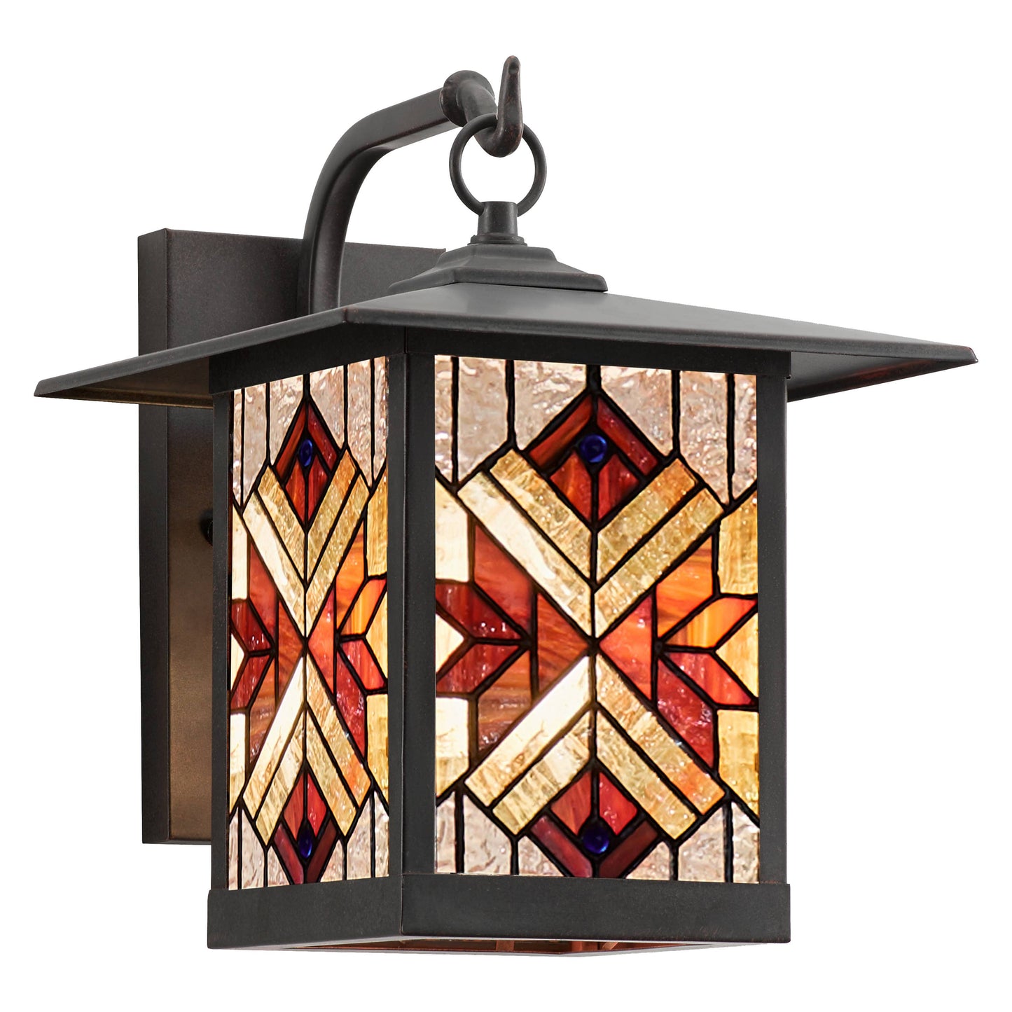 11.75"H Eli Red 1-Light Outdoor Lantern Stained Glass Wall Sconce