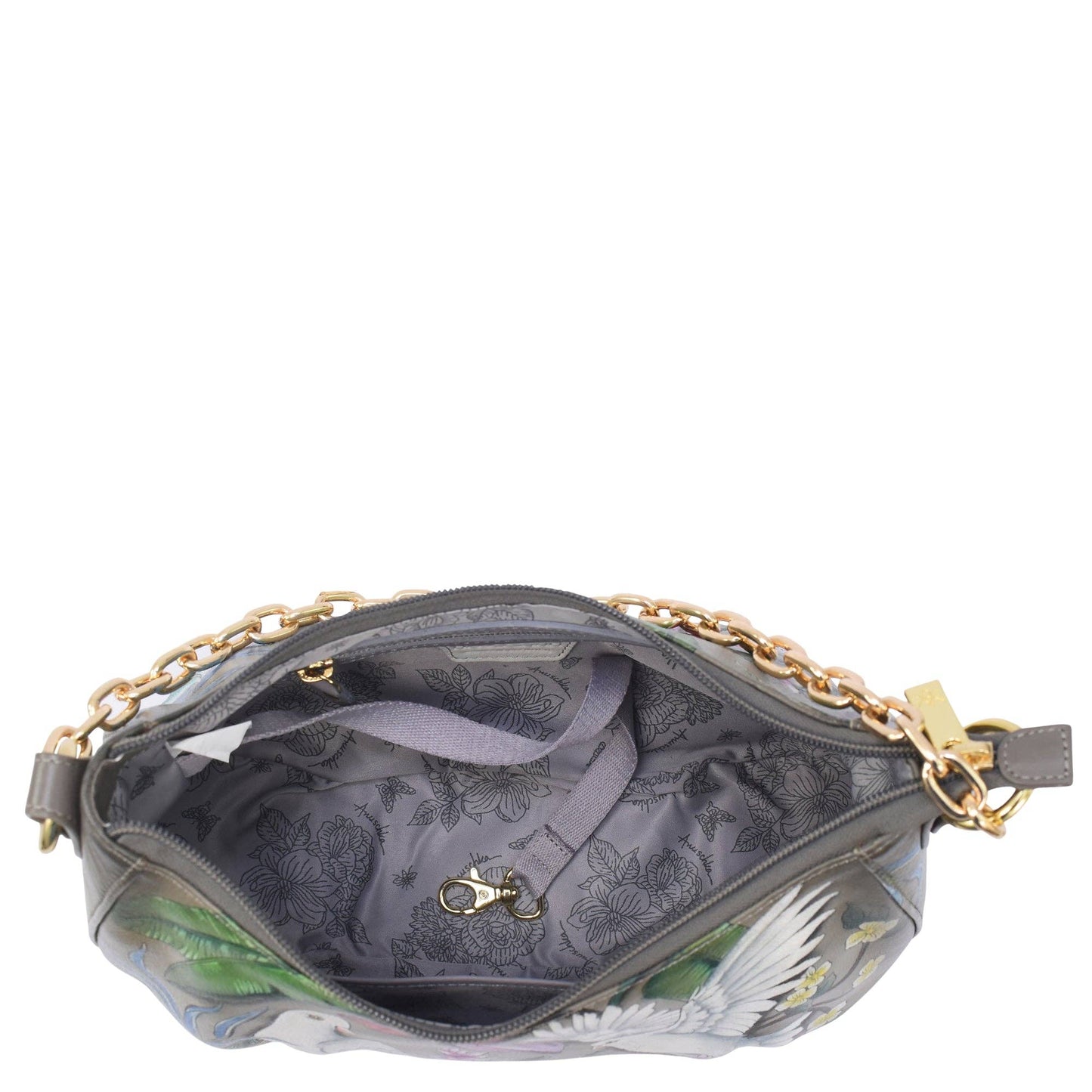Anuschka Ruched East West Hobo With Chain - 722 dove design