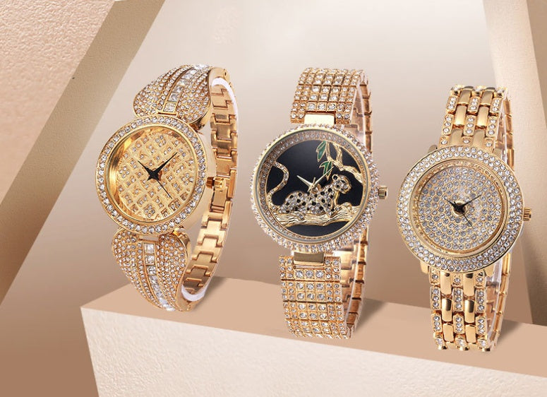 Miss Fox Aliexpress Hot-Selling Personality Leopard Quartz Watch European-Style Diamond-Studded British Ladies Watch One Drop