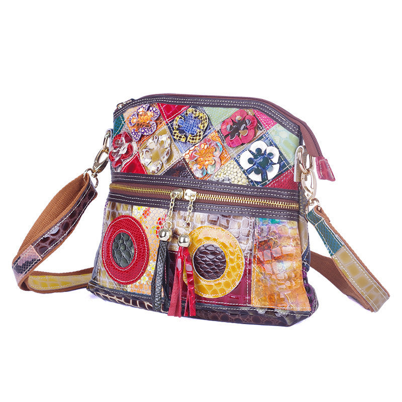 "The patchwork Boho" Leather Messenger Bag