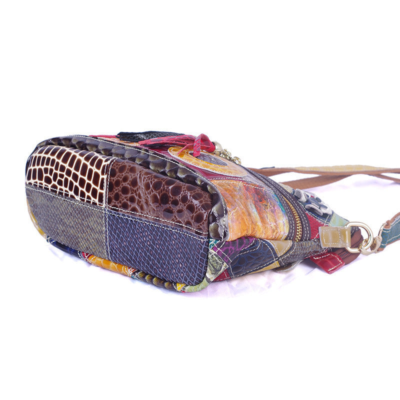 "The patchwork Boho" Leather Messenger Bag