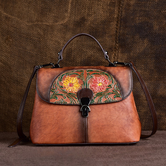 Pushing up daisies Embossed Retro Hand Rub Handbag
