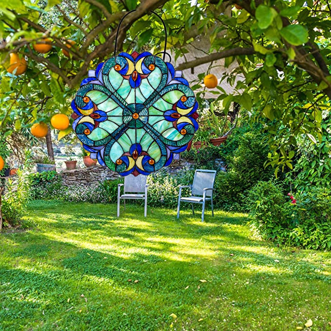 Lovely Heart Converge Stained Glass Window Hangings Suncatcher Garden Decoration Gift for Lover Mom Friends 25cm