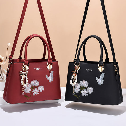 "The Flower Butterfly"  Embroidered Satchel handbag