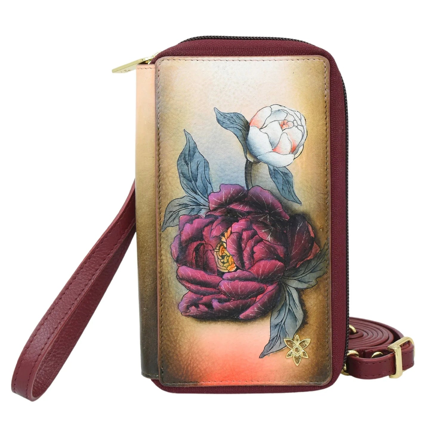 Anuschka Rose Floral Grace Phone Organizer Crossbody - 1744