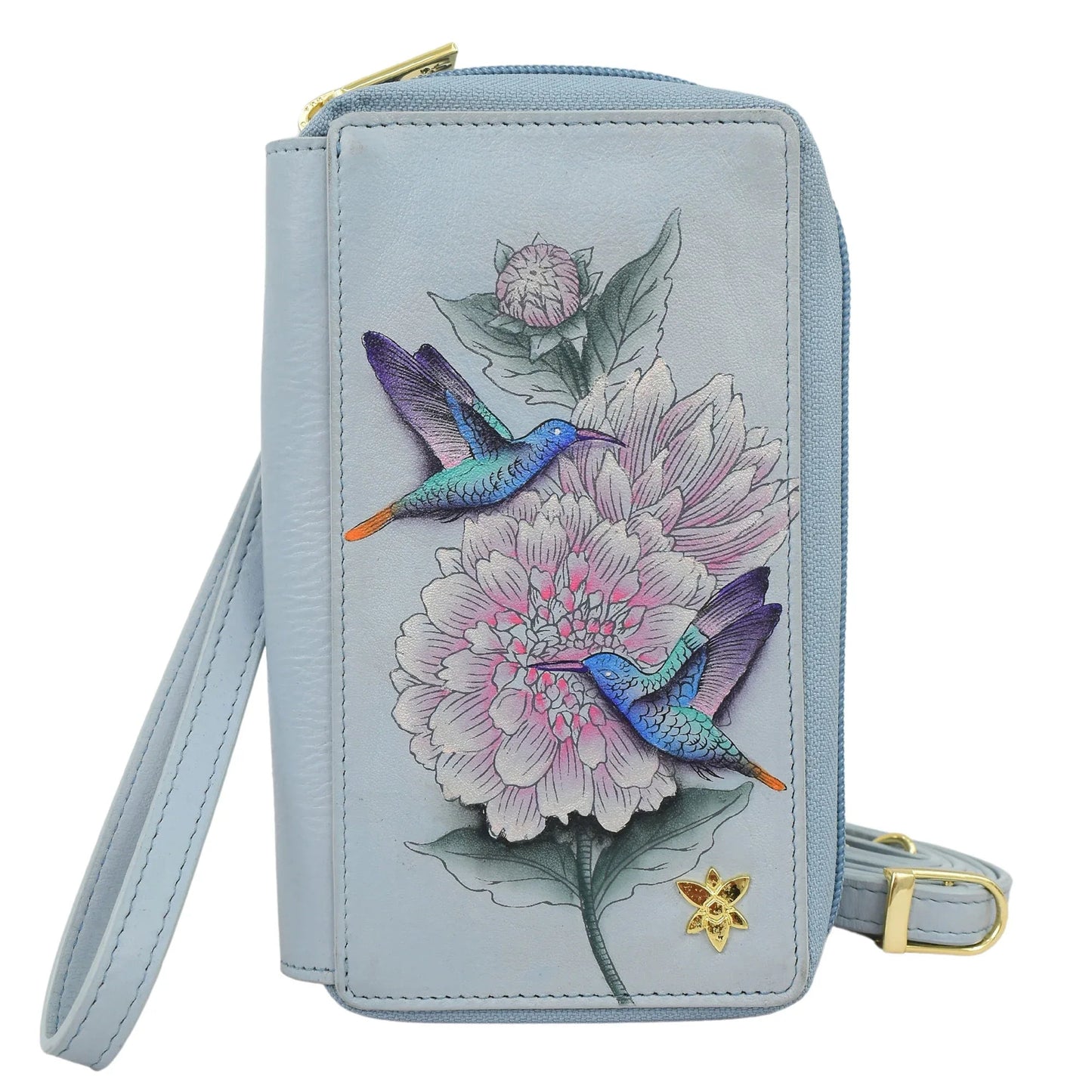 Anuschka Rainbow Hummingbirds Phone Organizer Crossbody - 1744