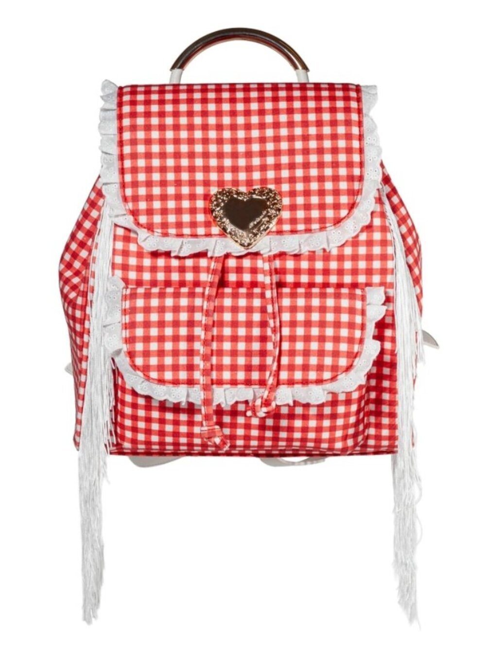 Gingham Seaside Sweetheart Fringe Backpack