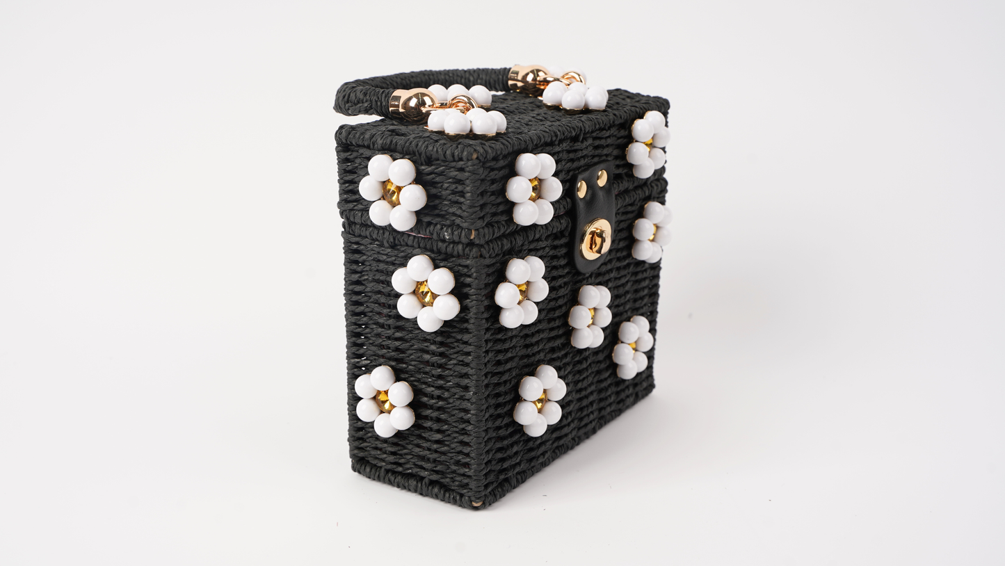 Wicker Bucket Daisy Flower Purse