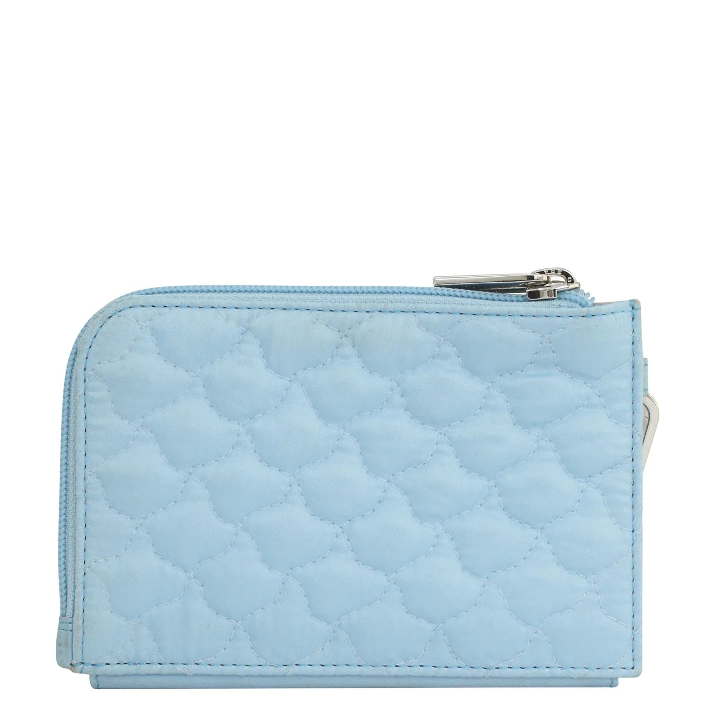 Wanderlust Quilted Fabric Double Zip Wristlet in light blue- 18003