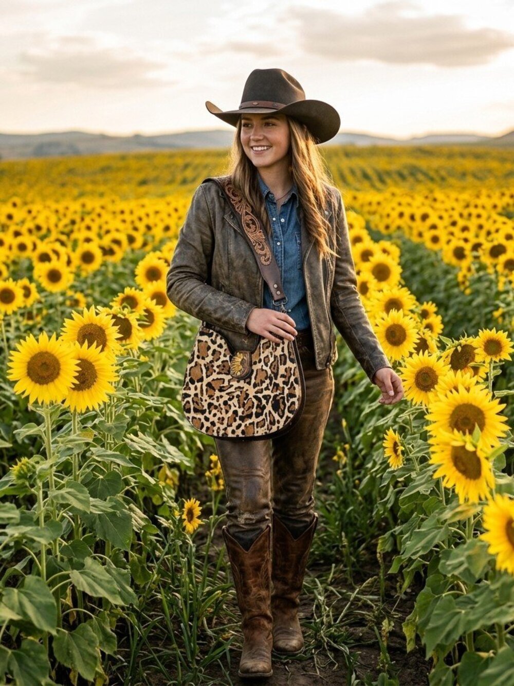 American Darling Wild Ember Sunflower Leopard Hobo