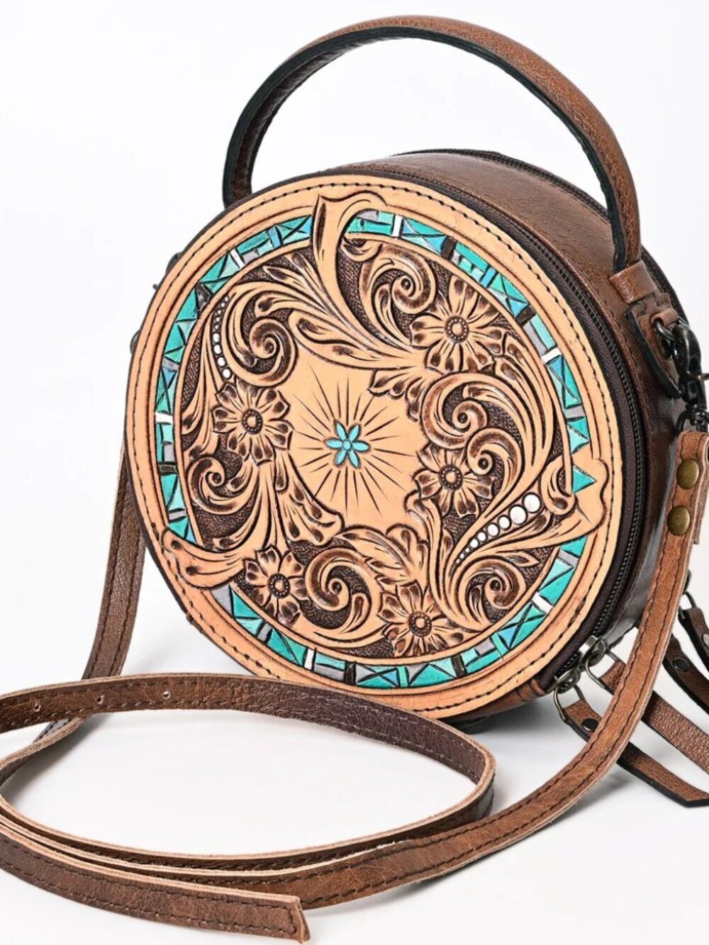 American Darling Boho Mosaic Circle Crossbody Canteen Bag