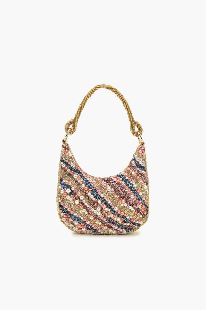 America & Beyond Pearl Beaded Hobo Bag