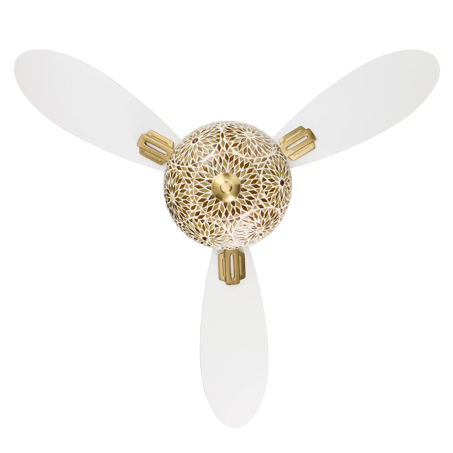42"W LED Indoor Gold and White Mosaic Glass Ceiling Fan
